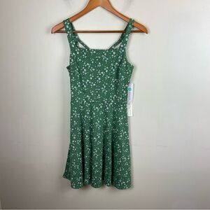 Nine Britton Green Strappy Square Neck Ditsy Floral Mini Stretch Dress XSP‎ NWT